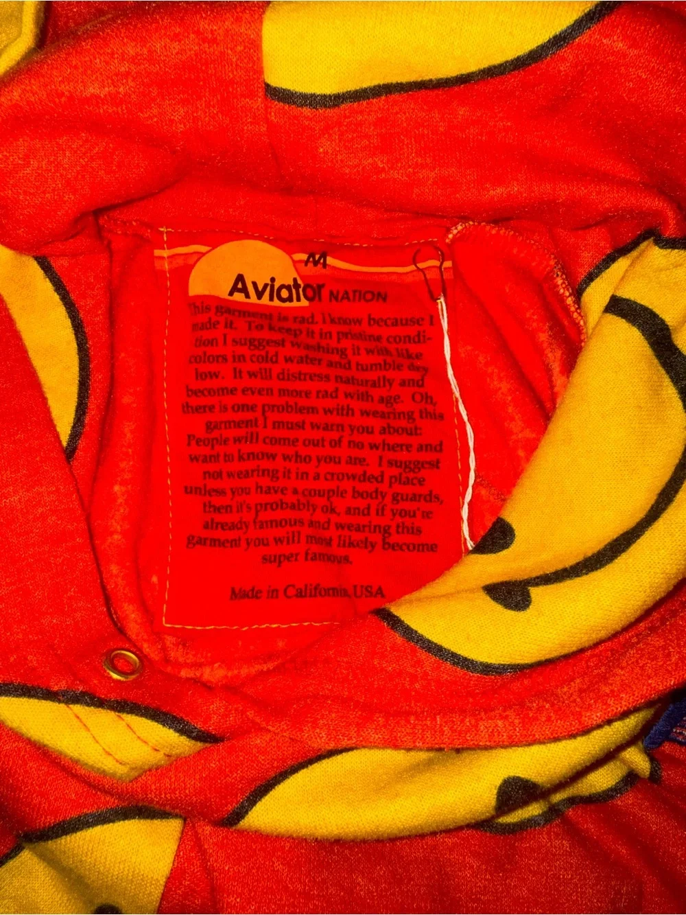 Aviator Nation Red Smiley Face Graphic Hoodie